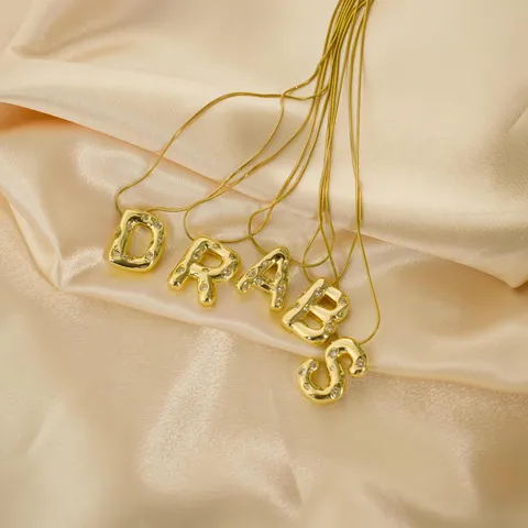 Edelstahl Schlangenkette Initialen Buchstaben Anhänger Halskette Gold Strass Hohl Alphabet Schmuck Für Damen Herren