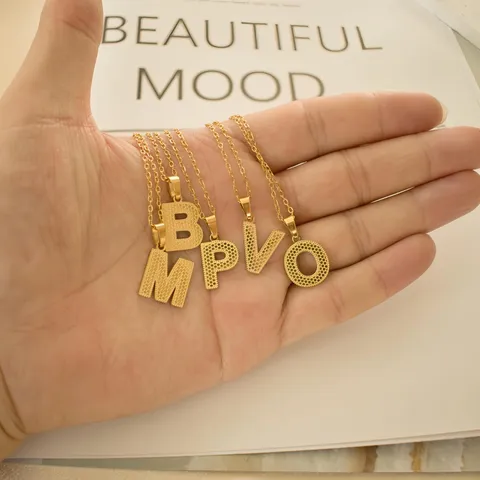 Minimalistischer Edelstahl Buchstabe Anhänger Halskette Vergoldet Alphabet Initial Name Kette Schmuck Geschenk Für Damen