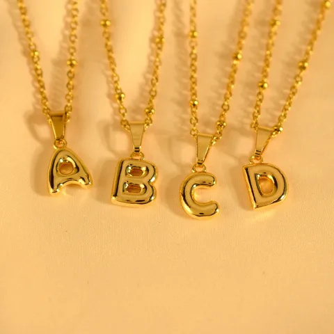 Minimalistisch Edelstahl 26 Buchstaben Blase Anhänger Halskette Vergoldet Alphabet Schmuck Damen Geschenk