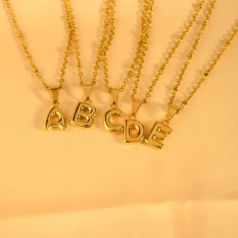 Minimalistisch Edelstahl 26 Buchstaben Blase Anhänger Halskette Vergoldet Alphabet Schmuck Damen Geschenk