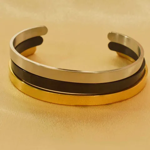 Minimalist Stainless Steel Open Cuff Bangle Bracelet For Women Geometric Plain Surface Smooth Fashion Jewelry Wrist Band Gift