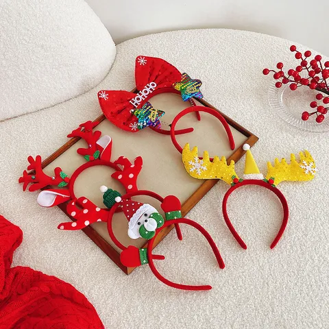 Cartoon Weihnachts Haarreifen Mit Rentiergeweih Weihnachtsmann Schneemann Pailletten Glitzer Haarreif Für Feiertags Party Deko Geschenke