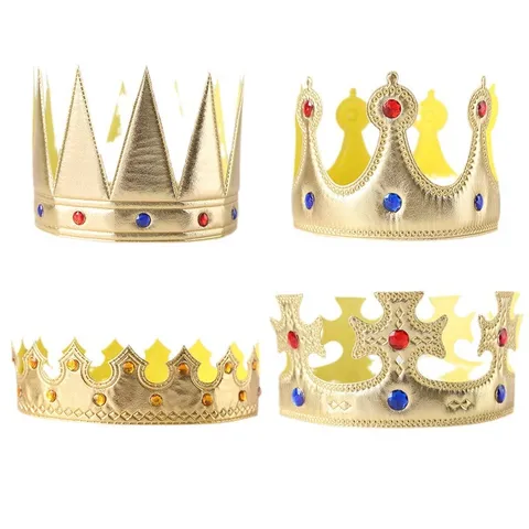 Gold Silber Kinder Krone Hut Halloween Party Prinz König Performance Requisiten Geburtstag Verkleiden Kopfschmuck Stoff Strass Dekoration