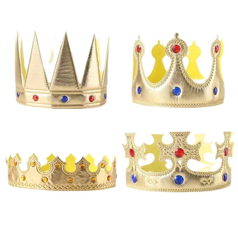 Gold Silber Kinder Krone Hut Halloween Party Prinz König Performance Requisiten Geburtstag Verkleiden Kopfschmuck Stoff Strass Dekoration
