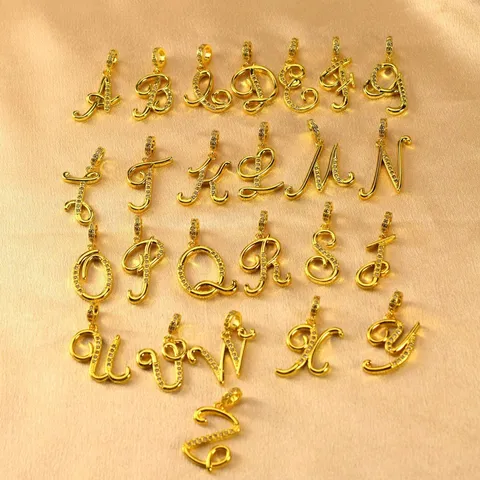 Mode Hip Hop Kupfer Buchstabe Anhänger Halskette Zirkonia Initiale Alphabet Schmuck Geschenk Für Damen