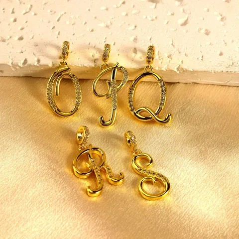 Mode Hip Hop Kupfer Buchstabe Anhänger Halskette Zirkonia Initiale Alphabet Schmuck Geschenk Für Damen