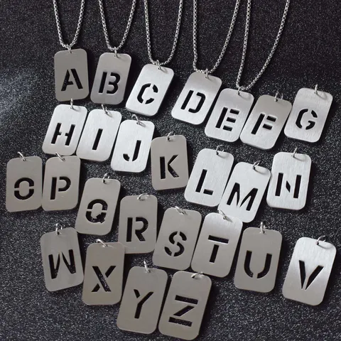 Hip-Hop Quadratischer Buchstabe Anhänger Halskette Edelstahl Silber Monogramm Initiale Halskette Für Damen Und Herren Modeschmuck