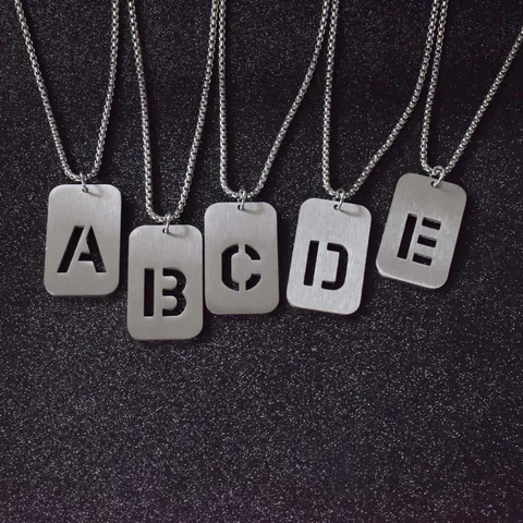 Hip-Hop Quadratischer Buchstabe Anhänger Halskette Edelstahl Silber Monogramm Initiale Halskette Für Damen Und Herren Modeschmuck