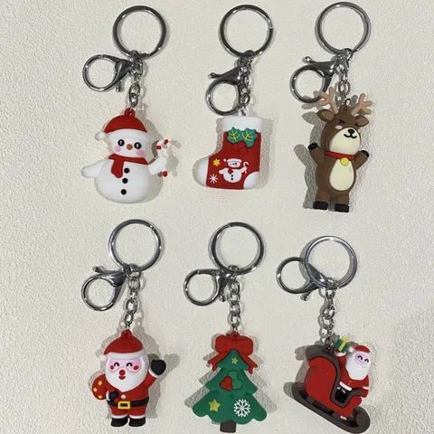 Weihnachten Silikon Schlüsselanhänger Weihnachtsmann Weihnachtsbaum Schneemann Rentier Weich PVC Anhänger Tasche Ornament Urlaubsgeschenk Schlüsselring