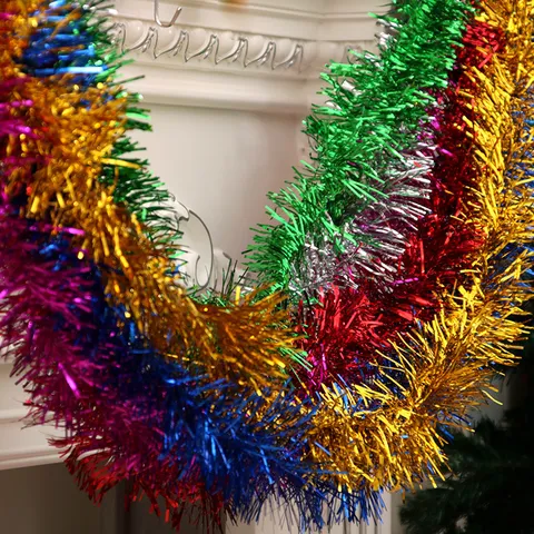 Metallische Weihnachten Lametta Girlande Funkelnd Glitzer Band Weihnachtsbaum Dekorationen Kamin Wand Innen Party Bedarf