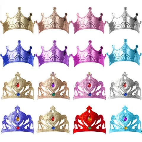Shiny Fabric Birthday Crown For Kids Princess Queen Party Cloth Headband Comfortable Cloth Tiara Costume Props Event Decoration