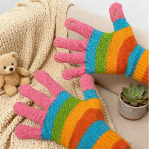 Guanti Touchscreen In Maglia Acrilica Calda Invernale A Righe Arcobaleno Per Uomo E Donna Carina Coppia Accessori Termici Per Mani