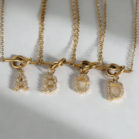 Minimalistisch Edelstahl Buchstabe Anhänger Halskette Vergoldet Strass Initial Kette Modeschmuck Für Damen Herren