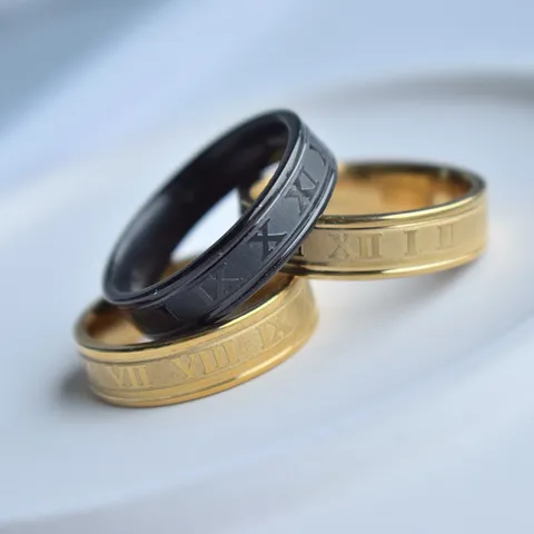 Herren Edelstahl Römische Ziffer Ring Hip Hop Street Fashion Titanstahl Geometrischer Bandring Schmuck Geschenk