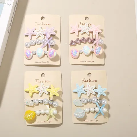 Ozean Stil Harz Seestern Muschel Künstliche Perle Haarspange Set Für Damen Sommer Strand Urlaub Accessoires Süße Haarclips