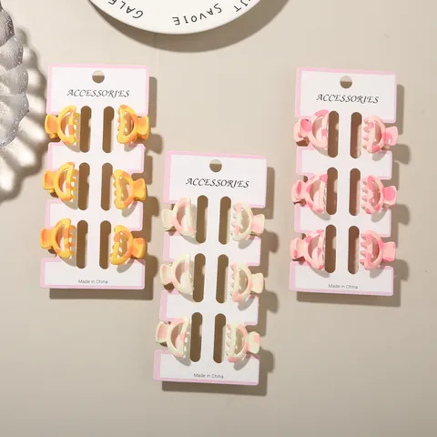 Mini Colorful Speckled Plastic Hair Claw Clips Glossy Marbled Pattern Small Shark Clips For Women Girls Styling Accessories