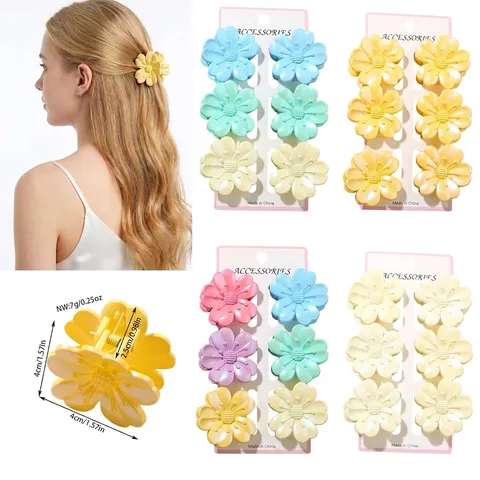 Glänzende Fünfblättrige Blume Haarklammer Für Damen Hinterkopf Haarschmuck Glänzende Kunststoff Shark Clips Frischer Süßer Stil Blume Haarklammern