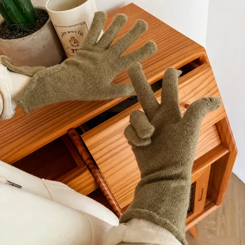 Guanti Lavorati a Maglia Termici Invernali da Donna Tinta Unita Touchscreen Cinque Dita Guanti da Esterno Freddo Caldi Guanti in Acrilico