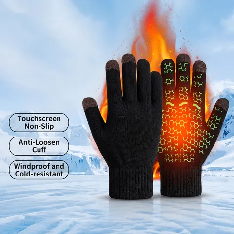 Guanti Touch Screen Lavorati a Maglia Caldi e Spessi Invernali Unisex Antiscivolo Nido d'Ape Ciclismo Corsa Sport all'Aperto