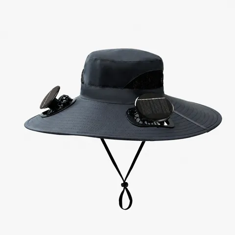 Cappello da Pescatore di Protezione Solare per Esterni da Uomo con Doppia Ventola Solare Traspirante
