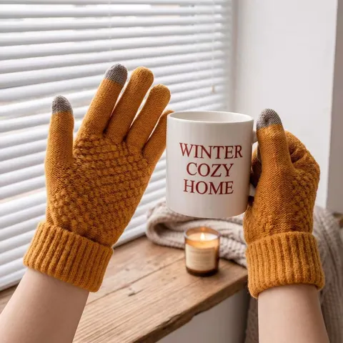 Winter Touchscreen Strickhandschuhe Damen Warme Ananas Muster Acryl Handschuhe Tägliche Kaltes Wetter Outdoor Handwärmer