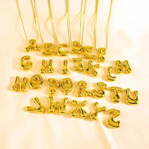 Minimalistisch Edelstahl Blase Brief Anhänger Halskette Vergoldet 26 Alphabet Anfangs Charm Halsketten Für Damen Herren Schmuck