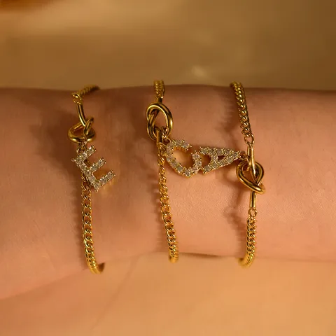 Minimalistisch Edelstahl Buchstaben Anhänger Armband Für Damen Vergoldet Strass Initial Kette Modeschmuck Geschenk
