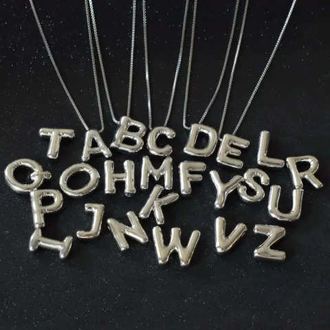 Kupfer Buchstabe Anhänger Halskette Minimalist Silber Ton Box Kette Mode Schmuck