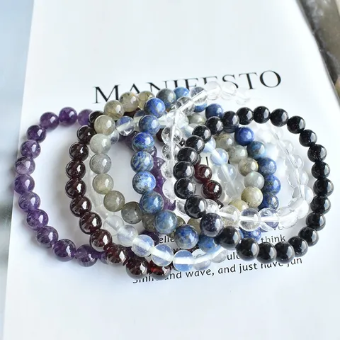 Naturstein Perlen Stretch Armband Bunte Edelstein Handgemachte Modeschmuck Für Damen Und Herren