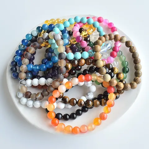 Naturstein Perlen Stretch Armband Bunte Edelstein Handgemachte Modeschmuck Für Damen Und Herren