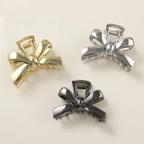 Korean Minimalist Alloy Hair Claw For Women Bowknot Star Shape Metal Hair Clip Gold Silver Gun Black Hair Accessories