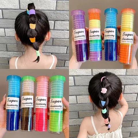 Hochelastische Nahtlose Stoff Haargummis Für Damen Kinder Weiche Scrunchies Minimalistische Bunte Haarbänder Langlebige Haarseil Accessoires
