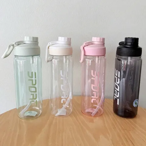 Botella de Agua Deportiva de Plástico PC Con Pajita Portátil Gran Capacidad A Prueba de Fugas Vaso Espacial para Fitness Aire Libre Viaje Adultos