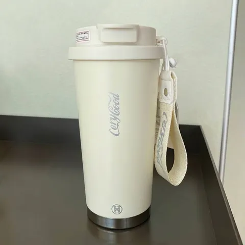 Keramik-Innentank Vakuumisolierter Kaffeebecher 316 Edelstahl Wasserflasche Mit Tragbarem Griff Strohhalm Auslaufsicherer Becher Für Reise Büro Zuhause