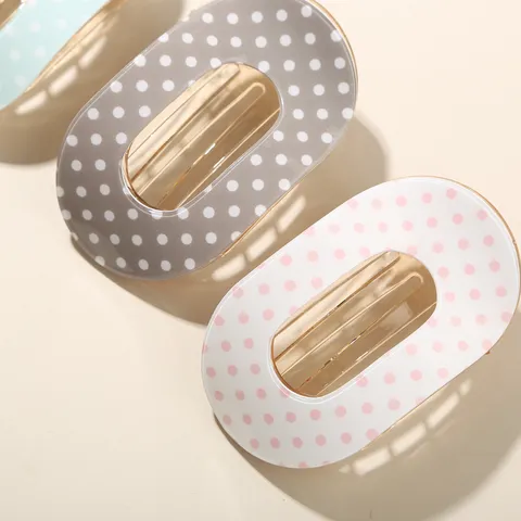Damen Süß Koreanische Acetat Polka Dot Haarspange Oval Entenclip Bananenclip Haarkralle Hinterkopf Haarstyling Zubehör