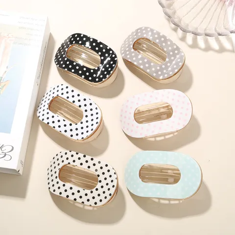 Damen Süß Koreanische Acetat Polka Dot Haarspange Oval Entenclip Bananenclip Haarkralle Hinterkopf Haarstyling Zubehör