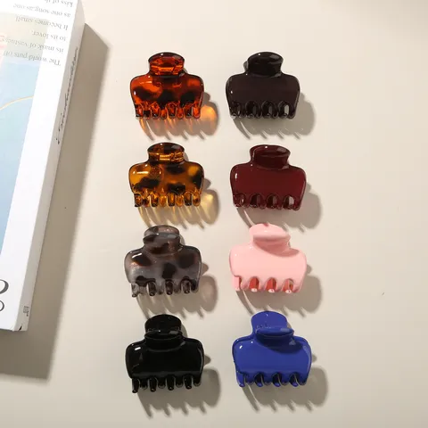 Pinza para el Cabello de Mujer Estilo Coreano Retro de Poliestireno con Estampado de Leopardo Color Sólido Lacado Accesorio para el Pelo