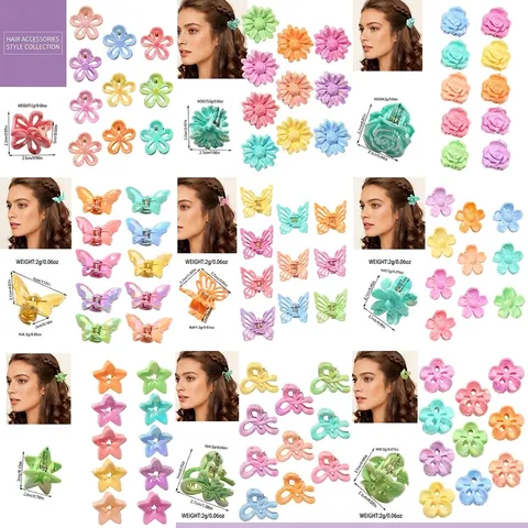 Mini Pinze per Capelli Colore Macaron Perlato Donna Fiore Farfalla Fiocco Piccoli Fermagli per Capelli Accessori per Capelli