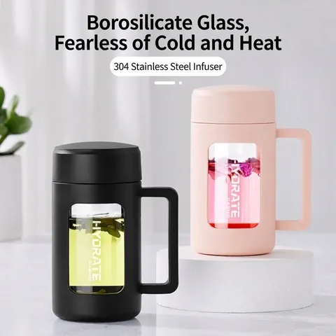 Hitzebeständige Borosilikatglas Tee-Infuser Flasche Mit Griff Tee-Wasser-Trennung Tragbarer Matte Becher Für Büro Zuhause