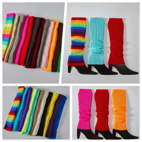 Dames Winter Warm Gebreide Beenwarmers Slouchy Boot Cuffs Effen Kleur Geribbelde Lange Sokken Mode Breigoed Accessoires