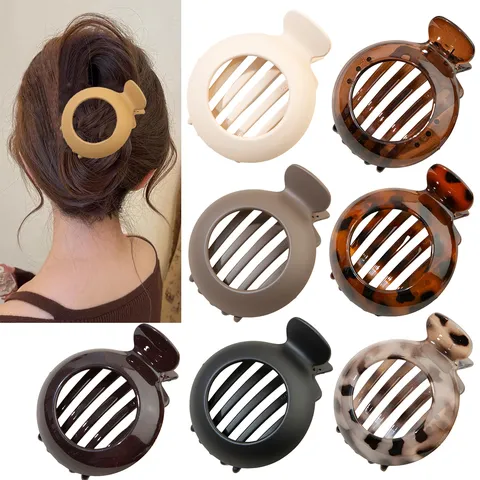 Pinzas para el Cabello Redondas Minimalistas Elegantes Pinzas para el Cabello de Plástico Antideslizantes Grandes Pinzas de Mandíbula Mate Brillantes Para Accesorios de Peinado de Mujer