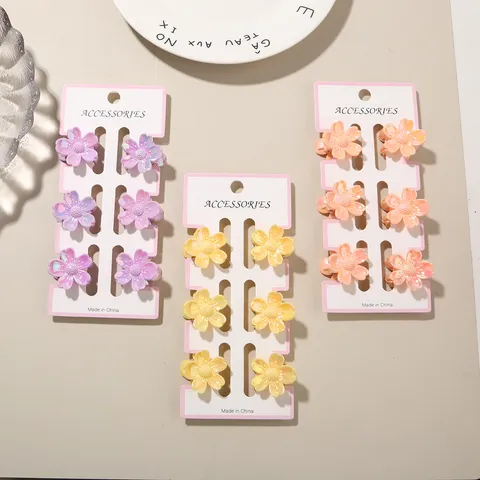 Schattige Mini Bloem Haarklemmen Set Voor Meisjes Snoepkleuren Plastic Geschilderde Haarspelden Bloemen Pony Clips Haaraccessoires Voor Kinderen