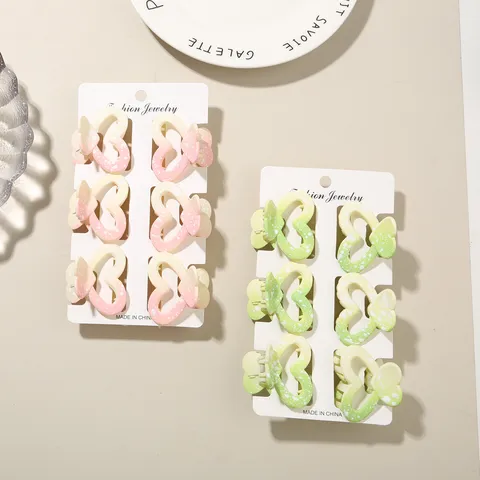 Pinces Crabe de Cheveux Coeur Doux Couleurs Dégradées Macaron Avec Motif de Taches Blanches pour Accessoires de Cheveux Femme