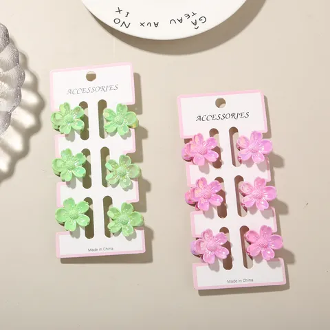 Schattige Mini Bloem Haarklemmen Set Voor Meisjes Snoepkleuren Plastic Geschilderde Haarspelden Bloemen Pony Clips Haaraccessoires Voor Kinderen