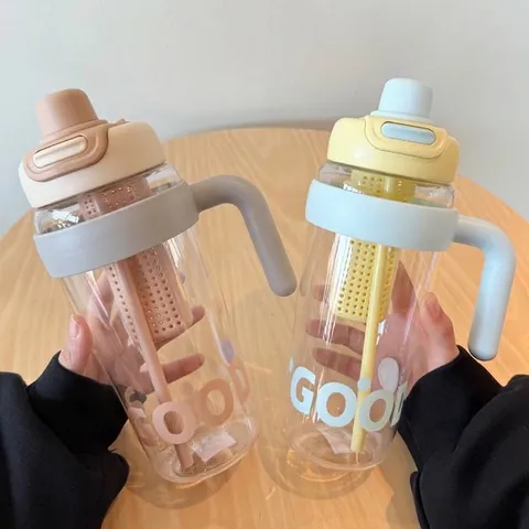 Große Kapazität Polycarbonat Wasserflasche Mit Strohhalm Und Griff Tragbar Outdoor Büro Becher Mit Teefilter Good Design
