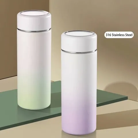 Minimalistische 316 Roestvrijstalen Vacuüm Geïsoleerde Waterfles Verloop Draagbare Zakbeker Met Teefilter Voor Dames Kantoor Reis Cadeau
