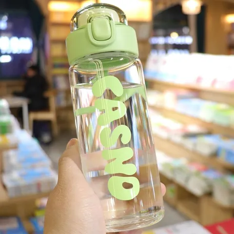 Clear Borosilicate Glass Water Bottle With Bounce Lid 304 Stainless Steel Filter Portable Lifting Rope Drinking Bottle