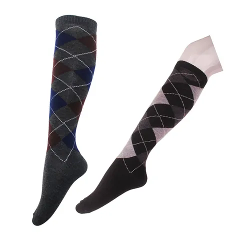 Calze a Metà Polpaccio con Motivo Losanghe Stile Britannico Retro Moda Casual Poliestere Calze Sportive per Donna e Uomo