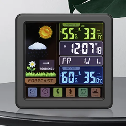 Draadloze Elektronische Touchscreen Weerstation Kleurendisplay Binnen Buiten Thermometer Hygrometer Wekker