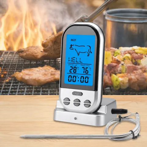 Thermomètre de Viande BBQ sans Fil Thermomètre de Cuisine Numérique avec Double Sonde et Écran LCD
